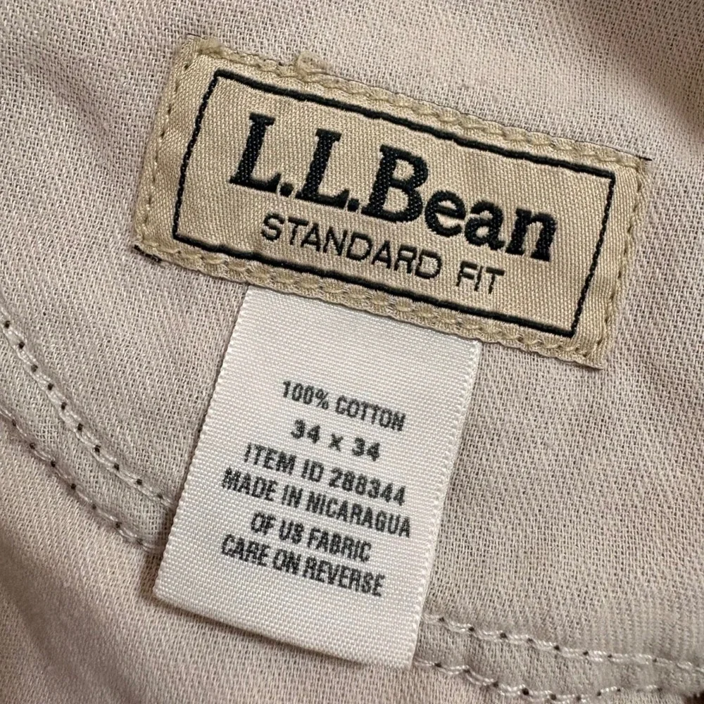 LL Bean Jeans Standard Fit Mens 34x34 Taupe Gray Cotton Casual Work Pants EUC